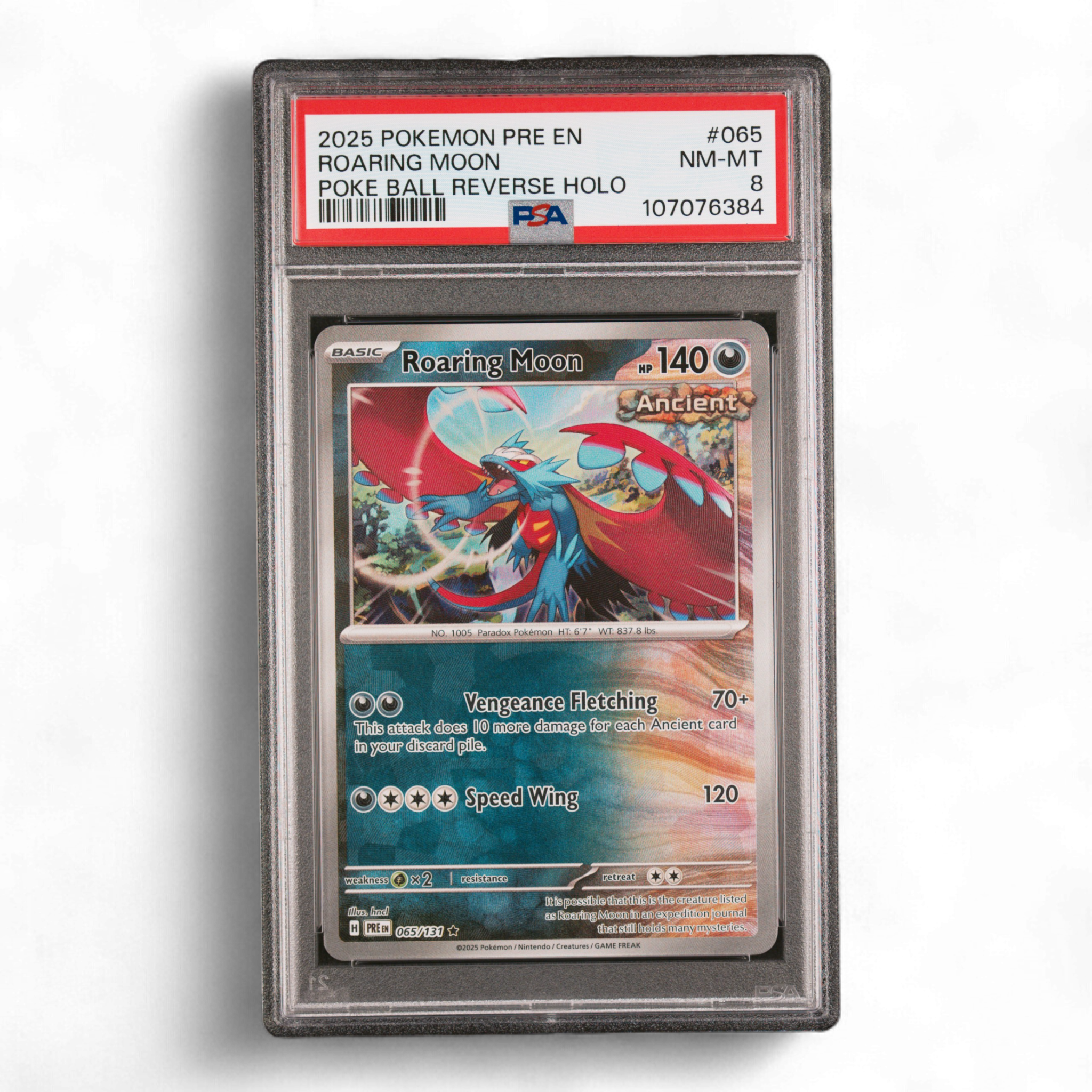 Roaring Moon - Poke Ball Reverse Holo 065/131 - PSA 8 Roaring Moon - Poke Ball Reverse Holo 065/131 - PSA 8